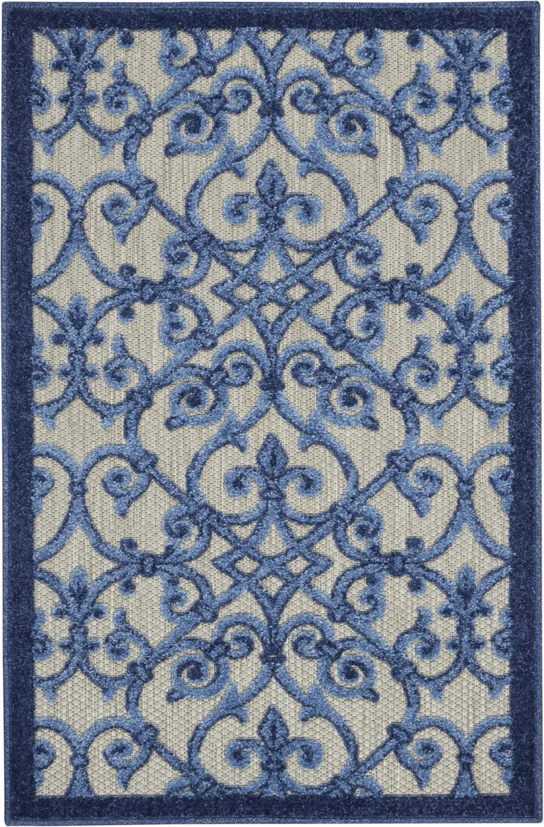 Gray and Blue Indoor Outdoor Area Rug Photo 5