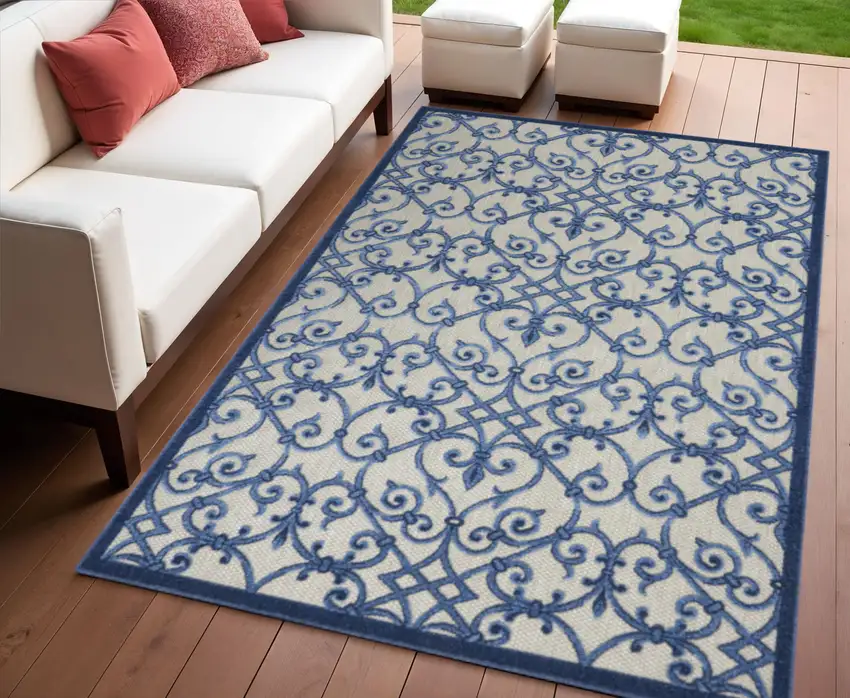 Blue And Gray Indoor Outdoor Area Rug Photo 1