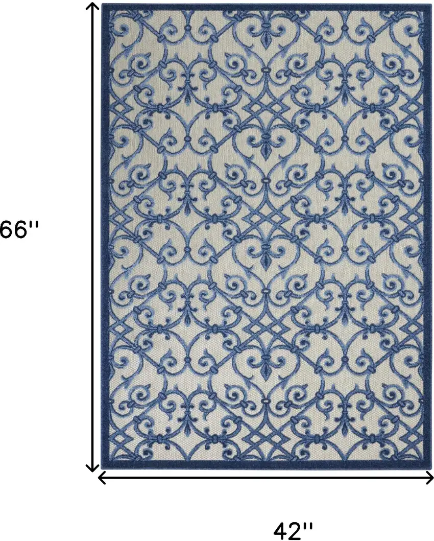 Blue And Gray Floral Indoor Outdoor Area Rug Photo 8