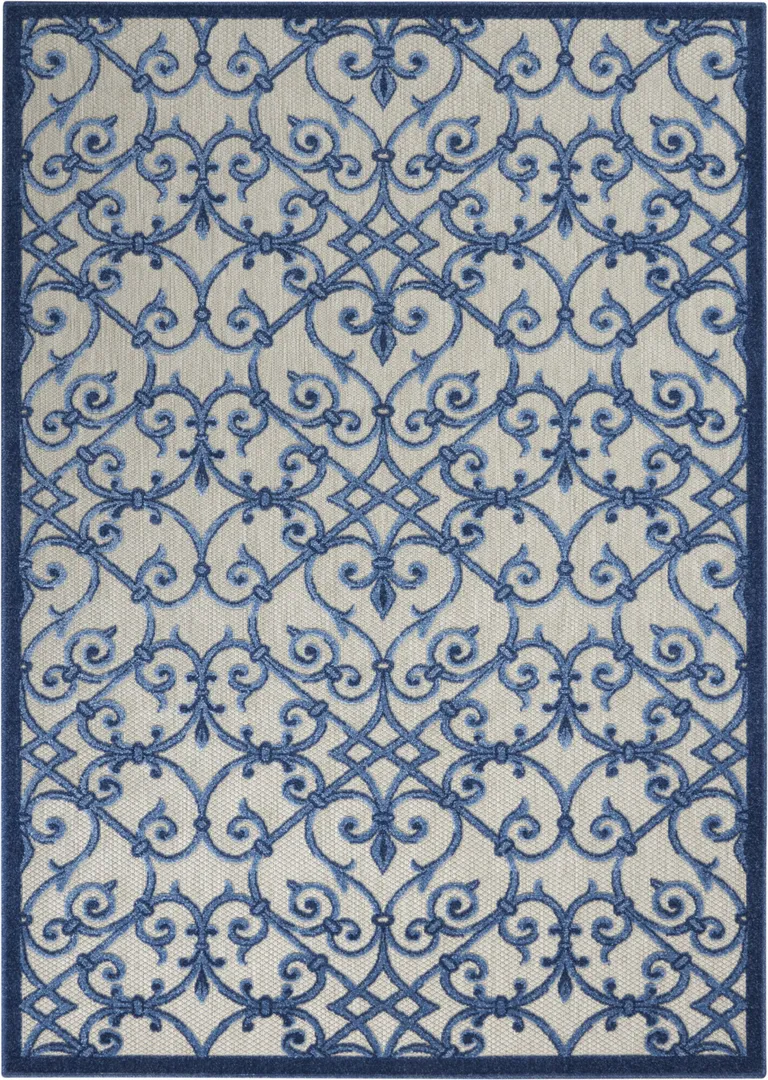 Gray and Blue Indoor Outdoor Area Rug Photo 1