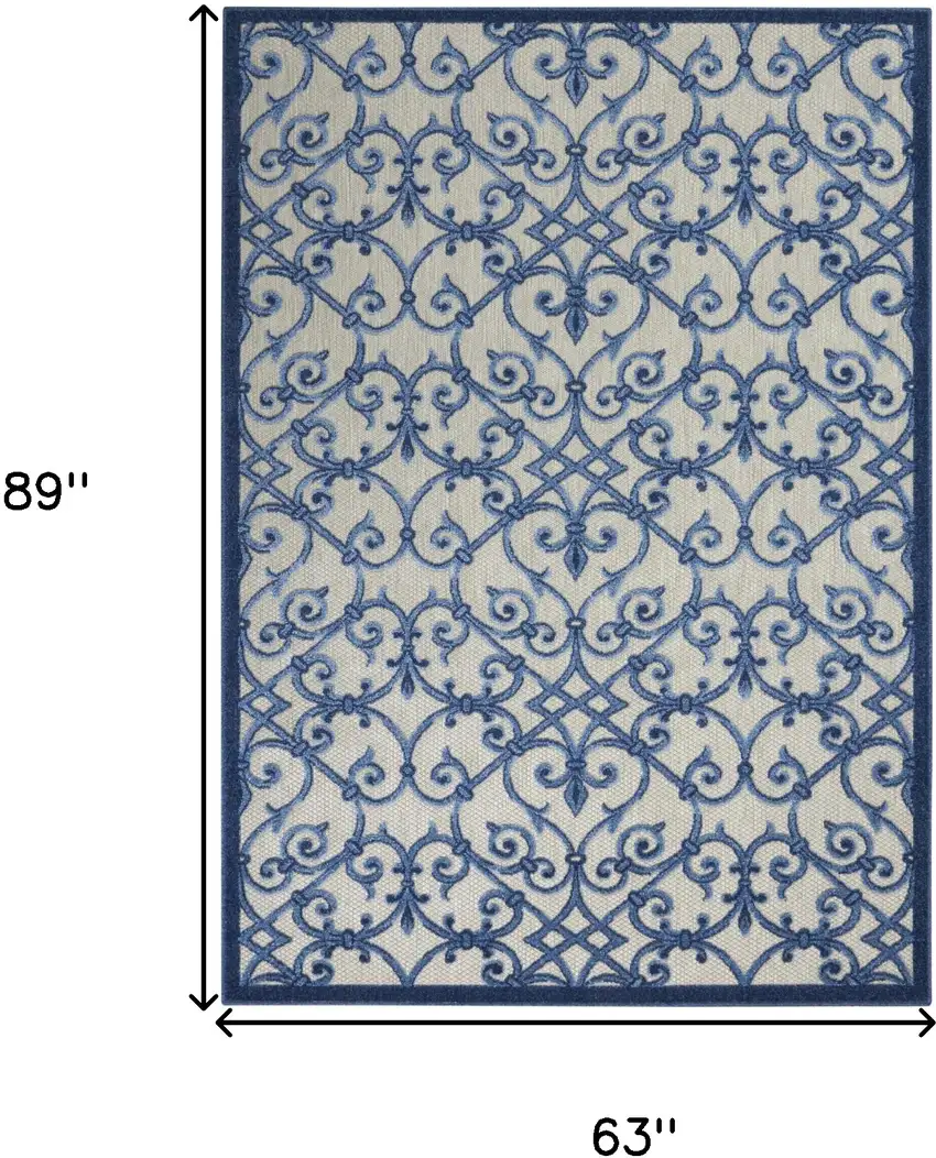 Blue And Gray Floral Indoor Outdoor Area Rug Photo 8