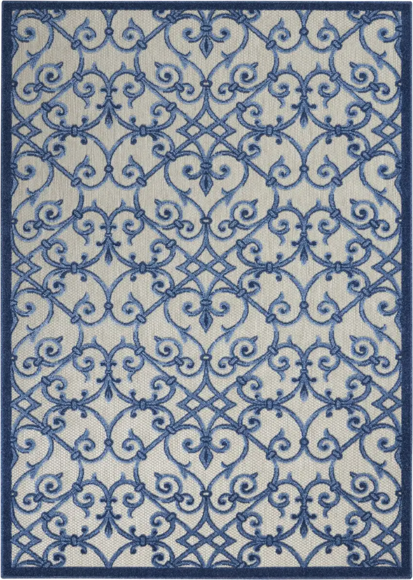 Gray and Blue Indoor Outdoor Area Rug Photo 1