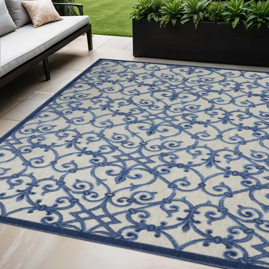 Blue And Gray Indoor Outdoor Area Rug Photo 2