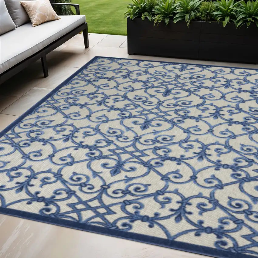 Blue And Gray Indoor Outdoor Area Rug Photo 2