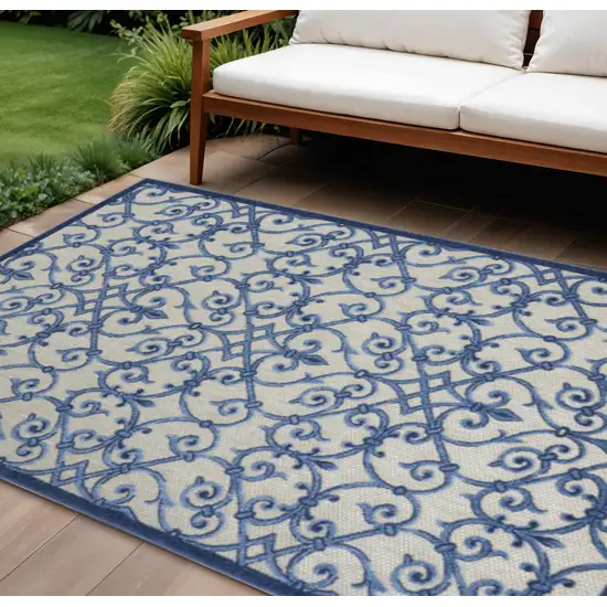 Blue And Gray Indoor Outdoor Area Rug Photo 2