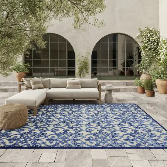 Blue And Gray Indoor Outdoor Area Rug Photo 4
