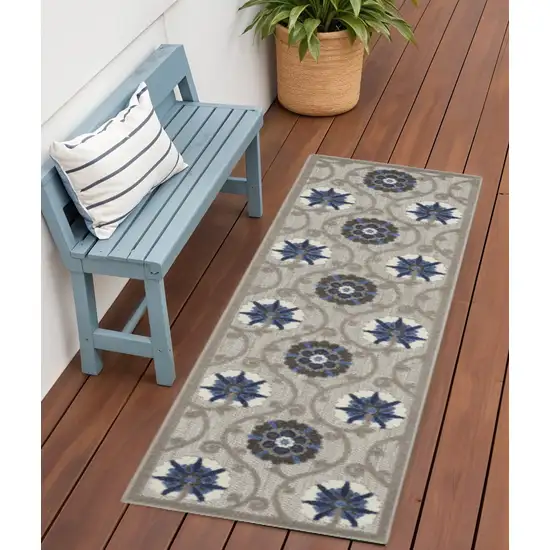6' Blue And Gray Indoor Outdoor Area Rug Photo 2
