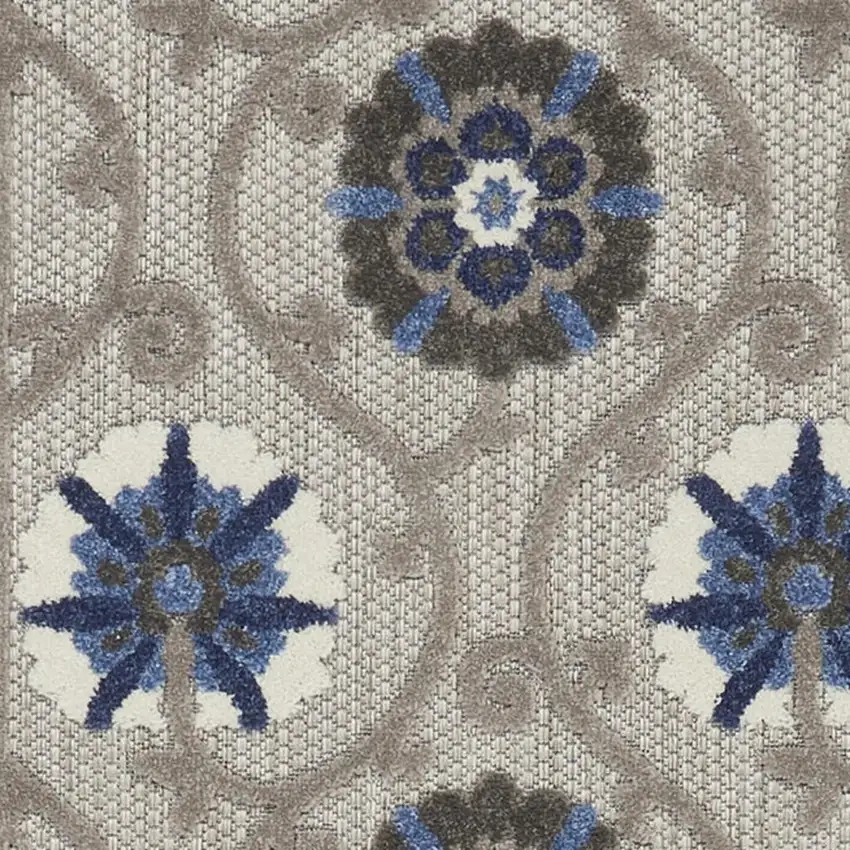 6' Blue And Gray Indoor Outdoor Area Rug Photo 3