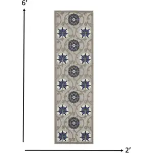 Photo of Gray and Blue Indoor Outdoor Runner Rug