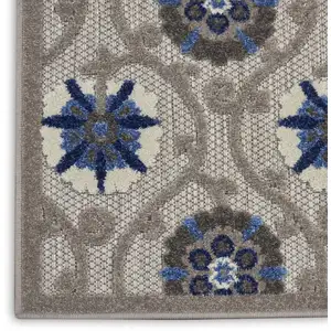 Photo of Gray and Blue Indoor Outdoor Runner Rug