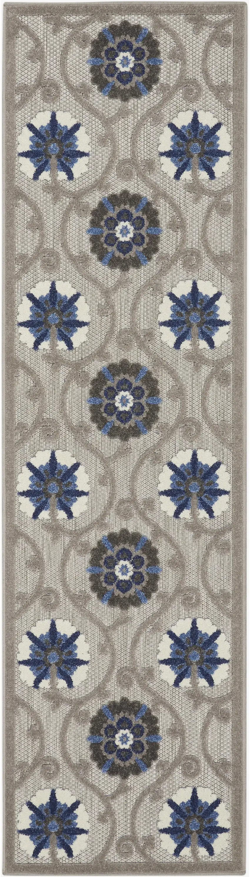 Blue And Gray Floral Indoor Outdoor Area Rug Photo 6