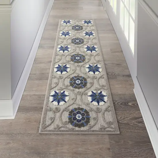 8' Blue And Gray Indoor Outdoor Area Rug Photo 4