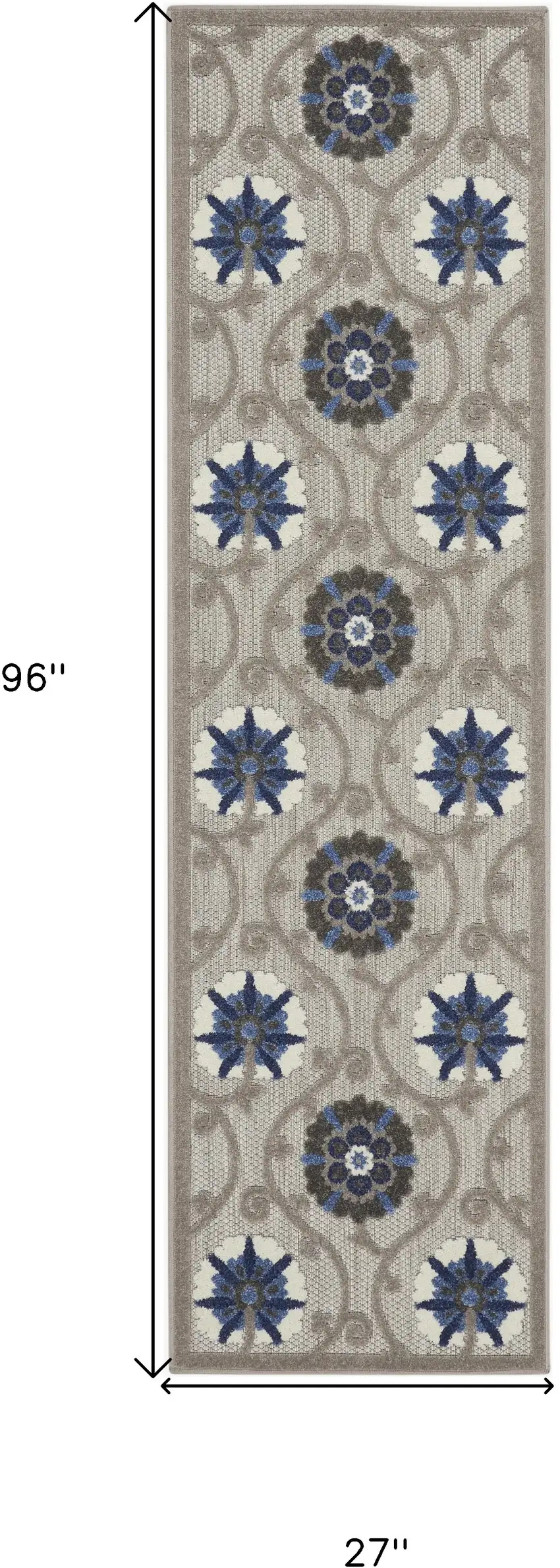 Blue And Gray Floral Indoor Outdoor Area Rug Photo 9