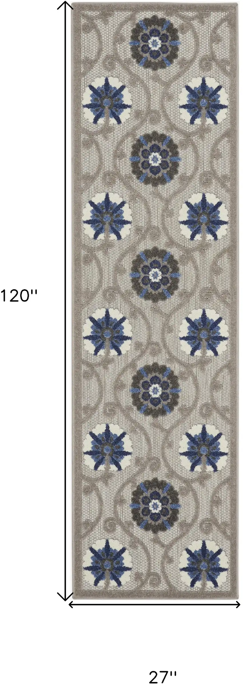 Blue And Gray Floral Indoor Outdoor Area Rug Photo 9