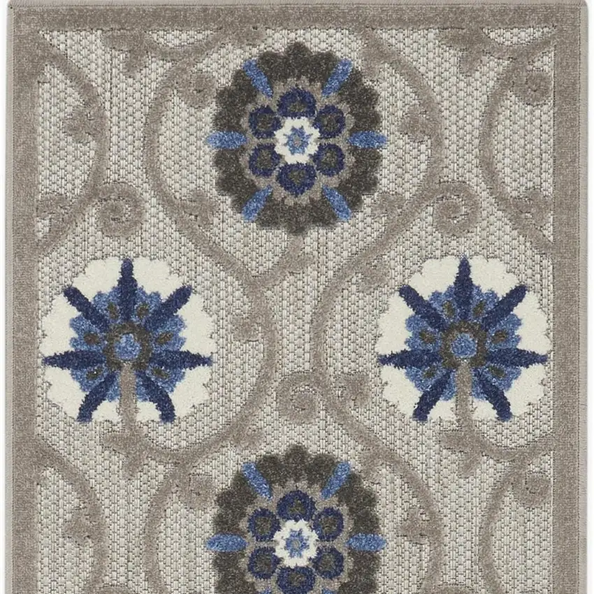 10' Blue And Gray Indoor Outdoor Area Rug Photo 3