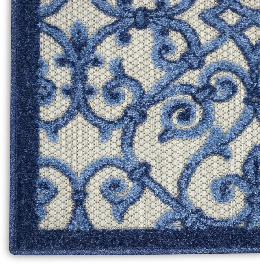 6' Blue And Gray Indoor Outdoor Area Rug Photo 8