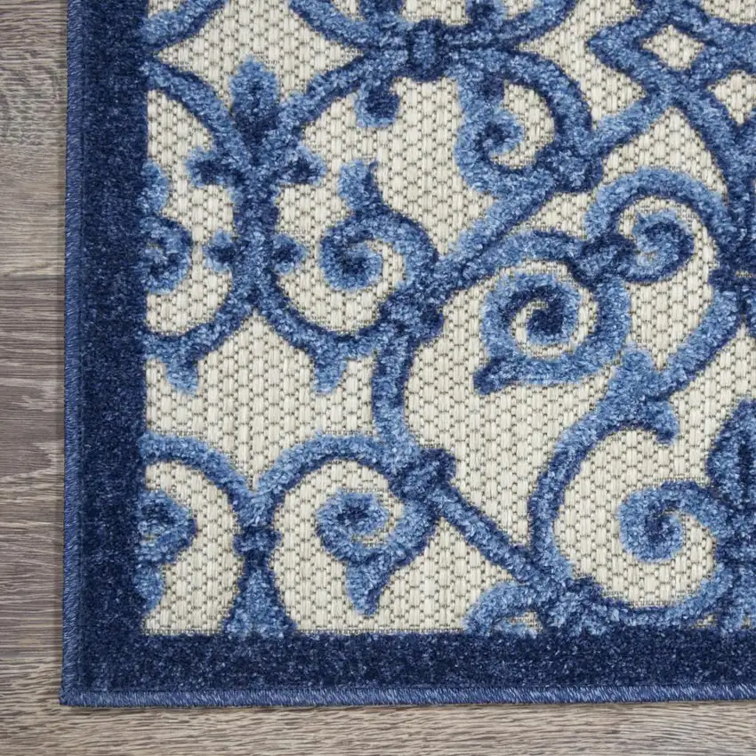 6' Blue And Gray Indoor Outdoor Area Rug Photo 9