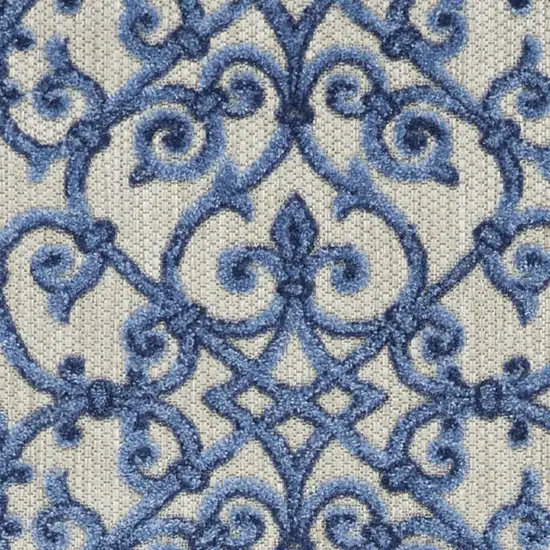6' Blue And Gray Indoor Outdoor Area Rug Photo 3