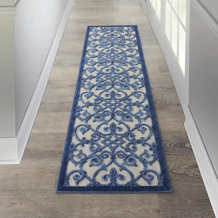 6' Blue And Gray Indoor Outdoor Area Rug Photo 5