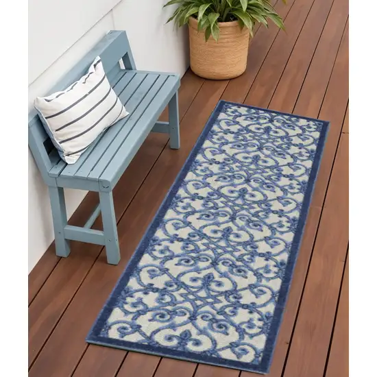 6' Blue And Gray Indoor Outdoor Area Rug Photo 2
