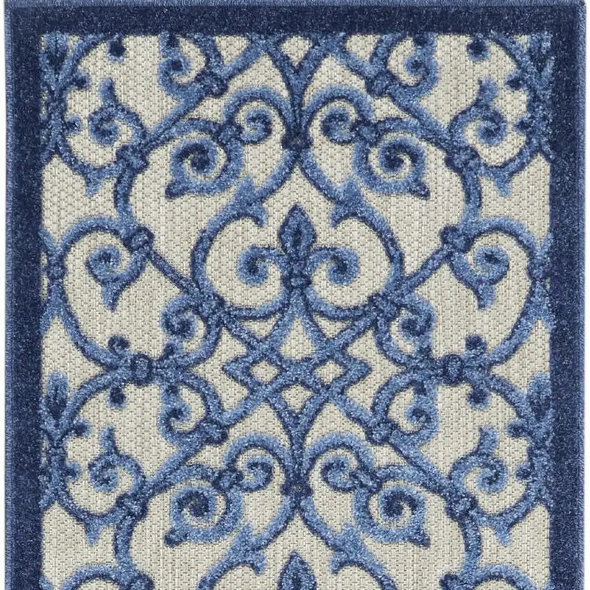 6' Blue And Gray Indoor Outdoor Area Rug Photo 9