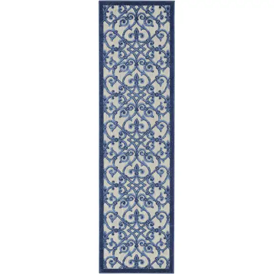 8' Blue And Gray Indoor Outdoor Area Rug Photo 1
