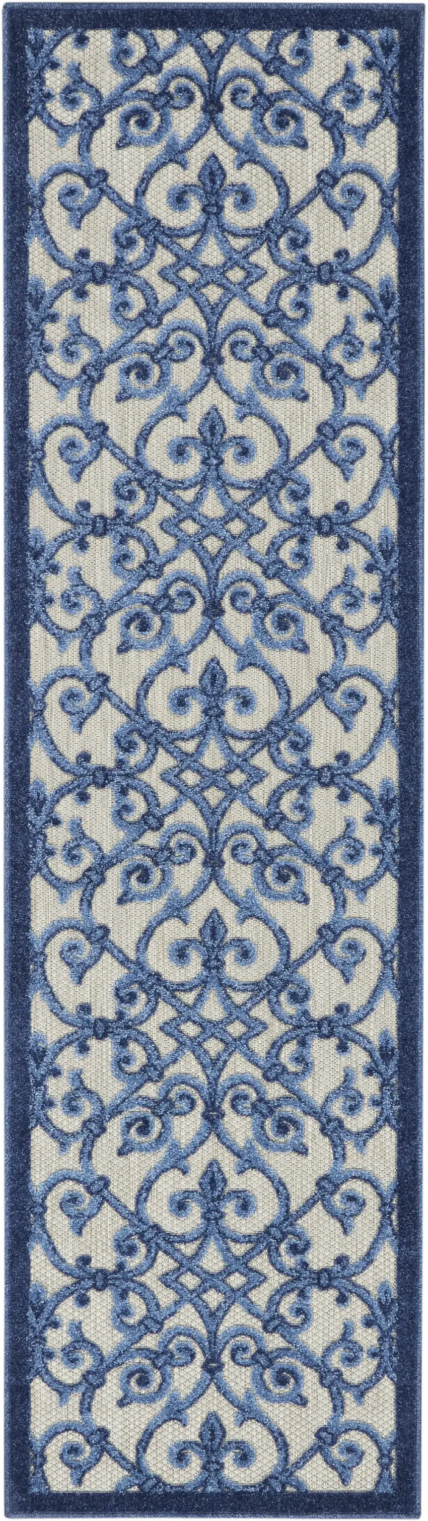8' Blue And Gray Indoor Outdoor Area Rug Photo 1