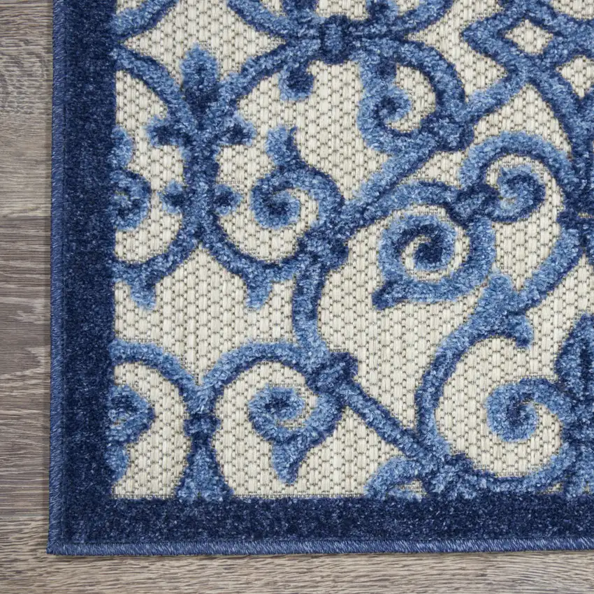 8' Blue And Gray Indoor Outdoor Area Rug Photo 9