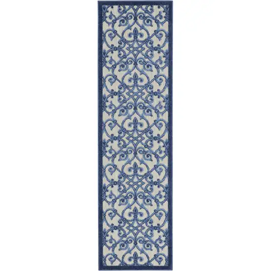 8' Blue And Gray Indoor Outdoor Area Rug Photo 4