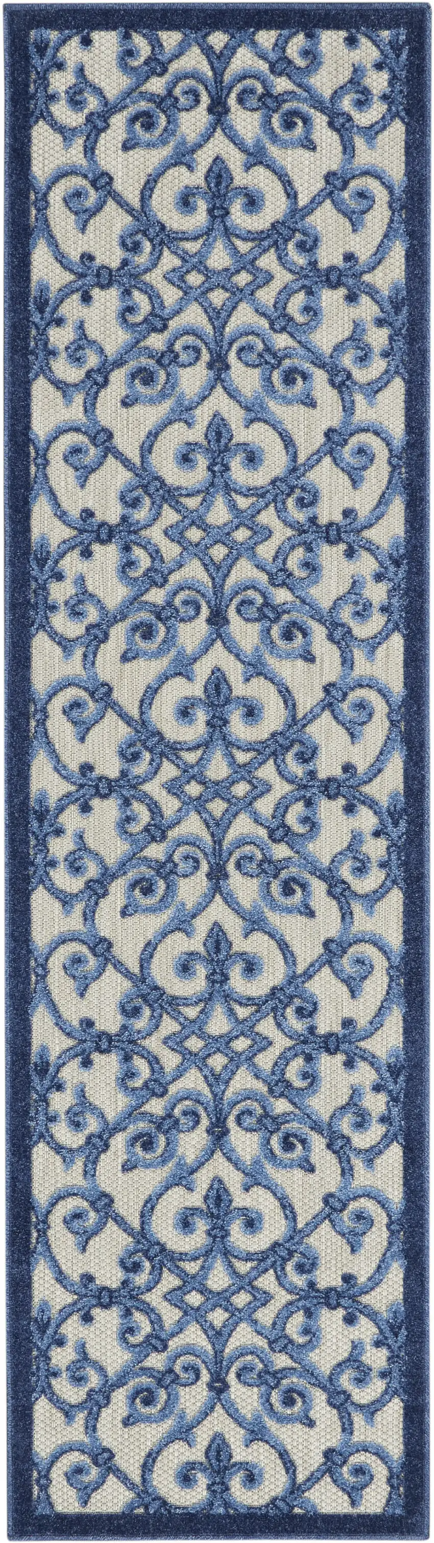 8' Blue And Gray Indoor Outdoor Area Rug Photo 4