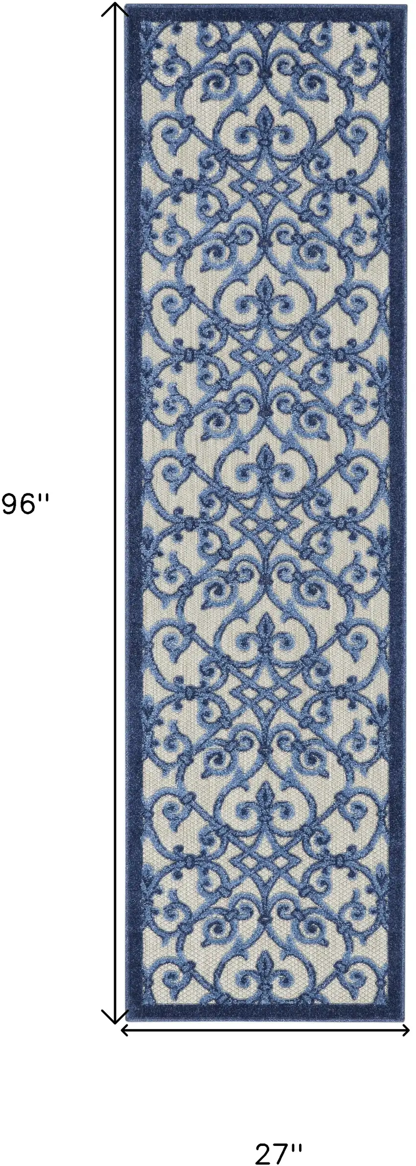 Blue And Gray Floral Indoor Outdoor Area Rug Photo 7