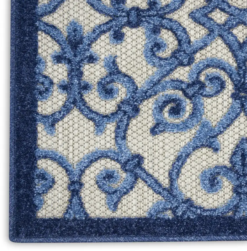 Blue And Gray Floral Indoor Outdoor Area Rug Photo 4