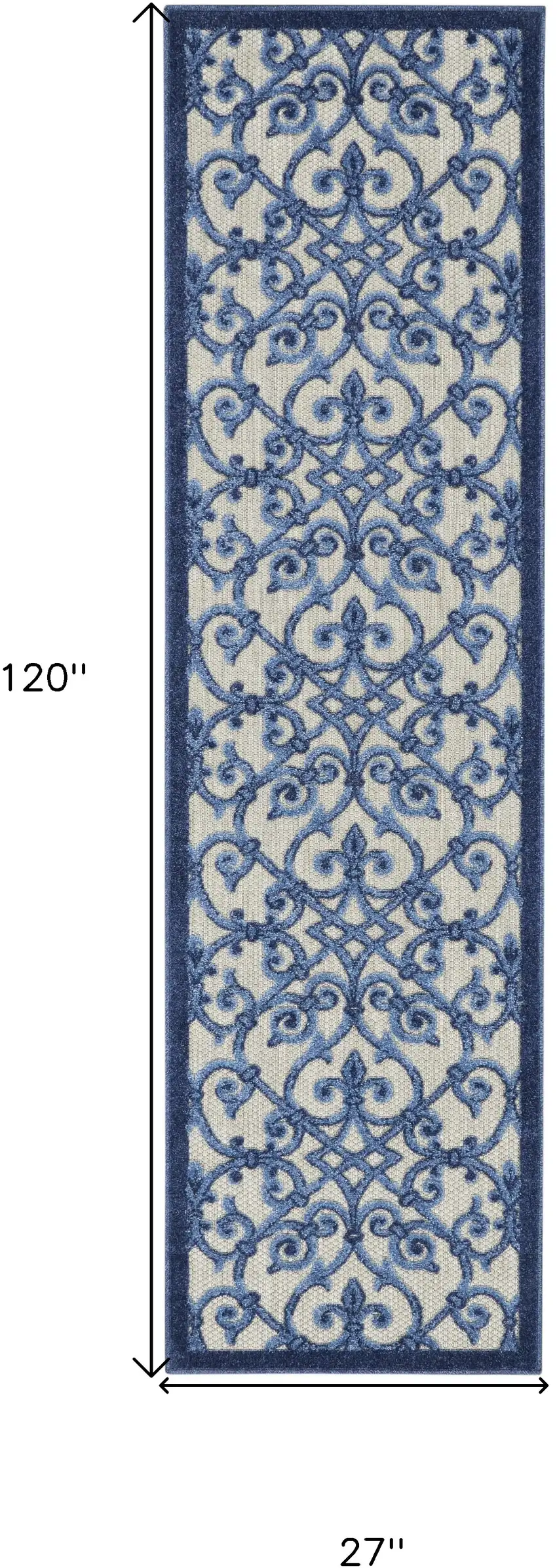 Blue And Gray Floral Indoor Outdoor Area Rug Photo 7