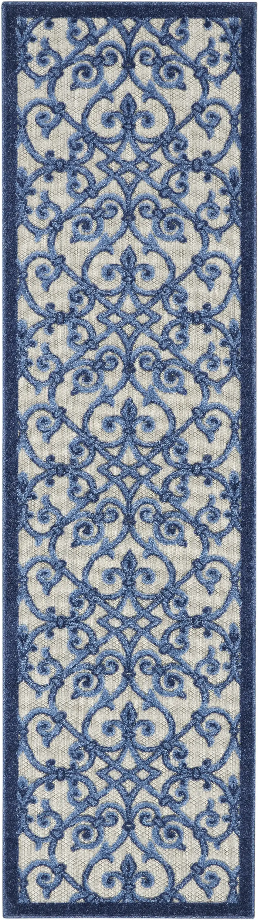 Blue And Gray Floral Indoor Outdoor Area Rug Photo 1