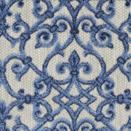 10' Blue And Gray Indoor Outdoor Area Rug Photo 3