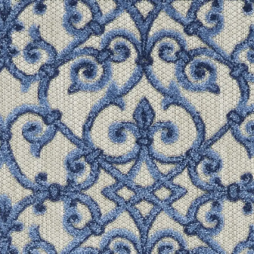 10' Blue And Gray Indoor Outdoor Area Rug Photo 3