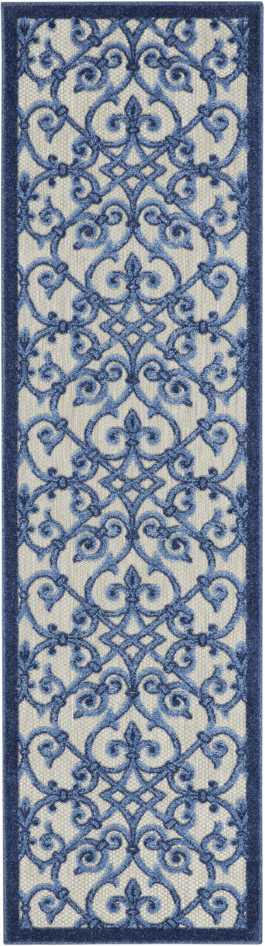 Blue And Gray Floral Indoor Outdoor Area Rug Photo 4