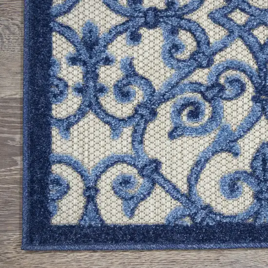 10' Blue And Gray Indoor Outdoor Area Rug Photo 9
