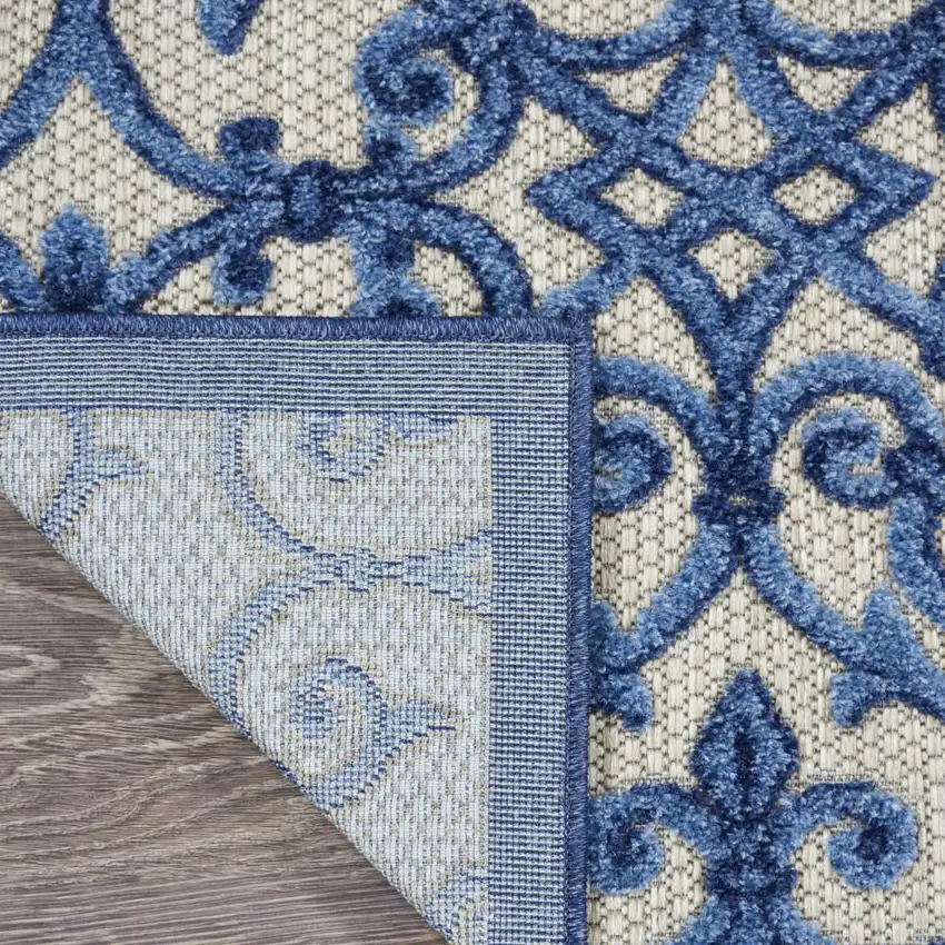 10' Blue And Gray Indoor Outdoor Area Rug Photo 9