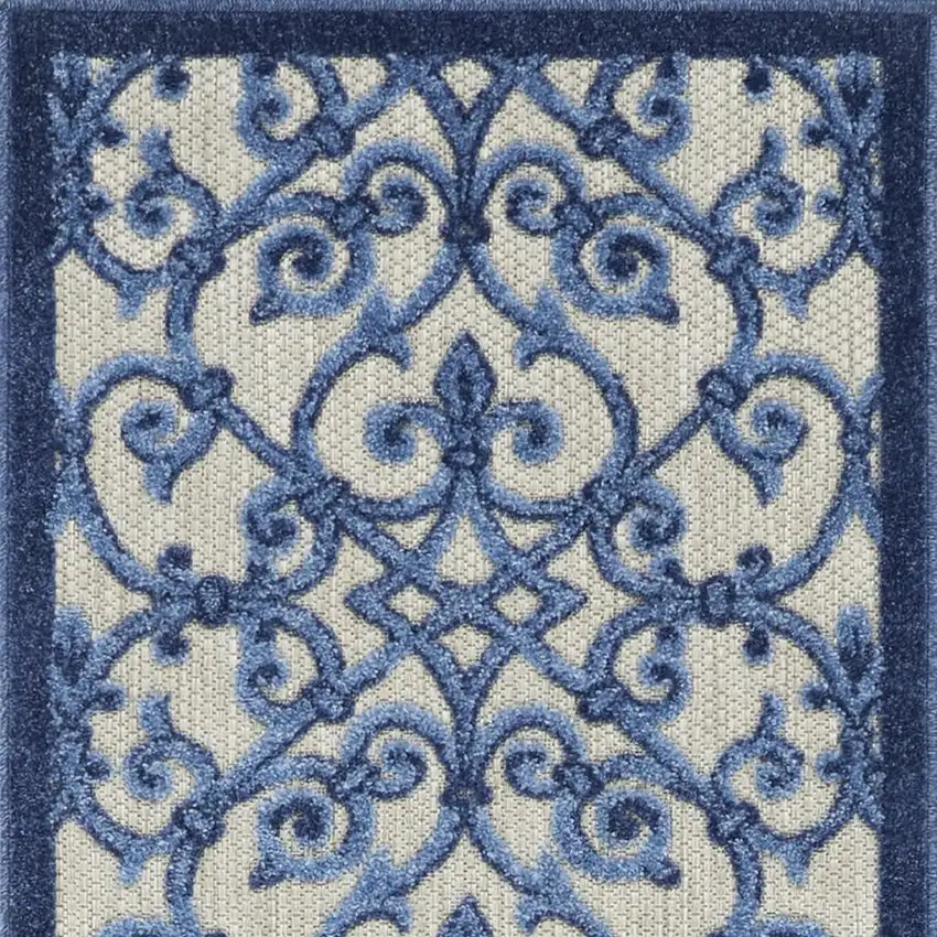10' Blue And Gray Indoor Outdoor Area Rug Photo 4