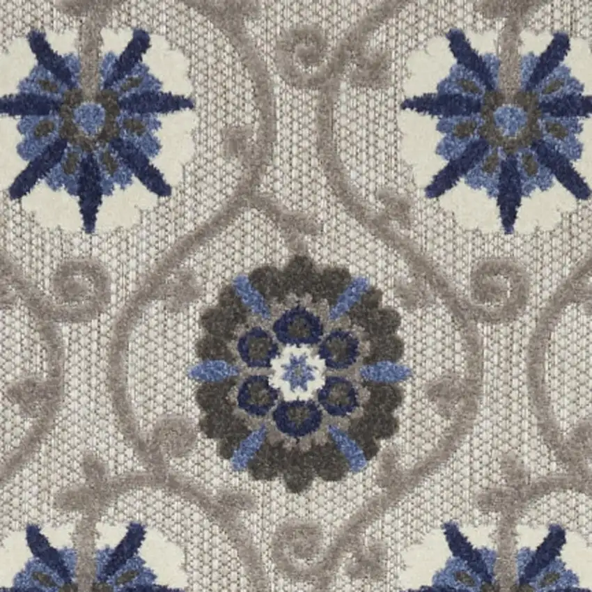 12' Blue And Gray Indoor Outdoor Runner Rug Photo 3