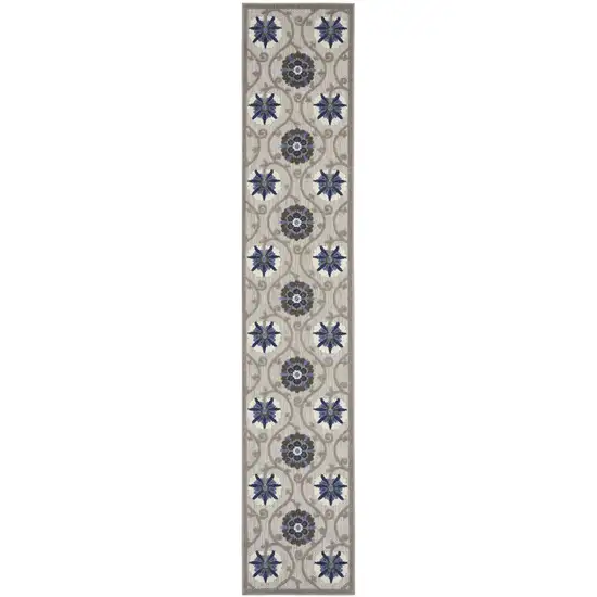 Gray and Blue Indoor Outdoor Runner Rug Photo 1