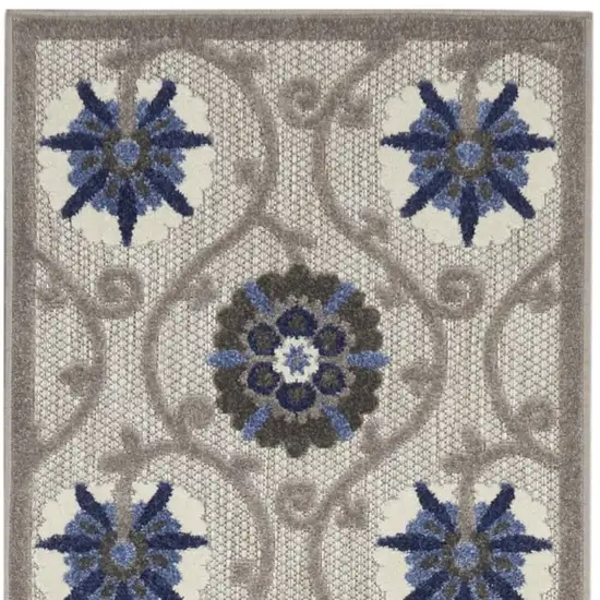 Gray and Blue Indoor Outdoor Runner Rug Photo 3