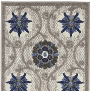 Photo of Gray and Blue Indoor Outdoor Runner Rug