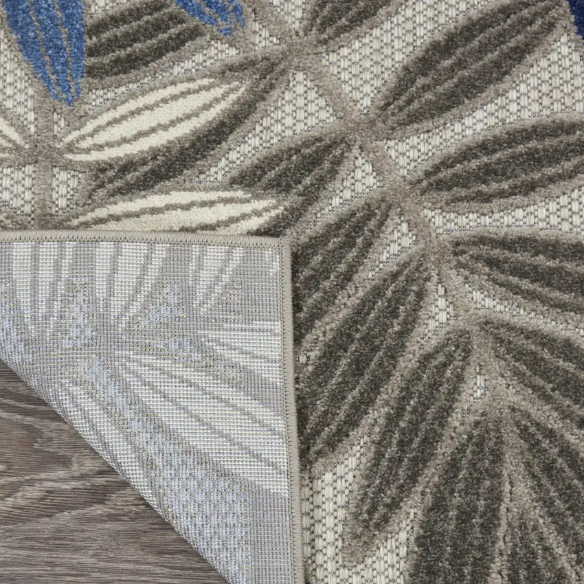 Blue And Gray Floral Indoor Outdoor Area Rug Photo 6