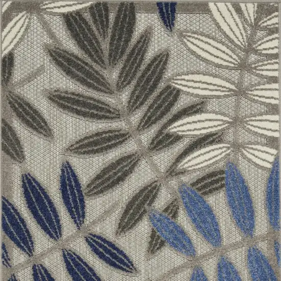 Blue And Gray Floral Indoor Outdoor Area Rug Photo 4