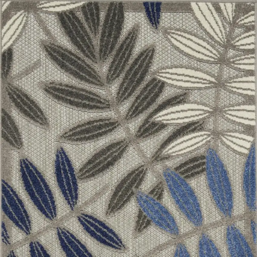 Blue And Gray Floral Indoor Outdoor Area Rug Photo 4