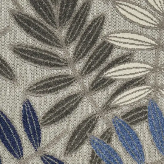 Blue And Gray Floral Indoor Outdoor Area Rug Photo 3