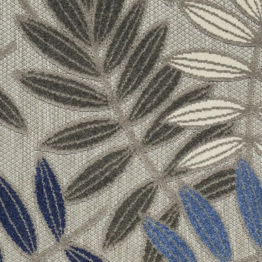 Blue And Gray Floral Indoor Outdoor Area Rug Photo 3