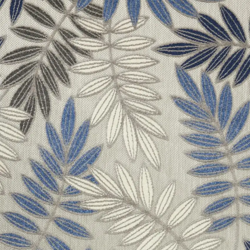Blue And Gray Floral Indoor Outdoor Area Rug Photo 9